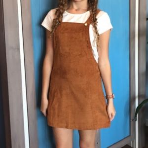 Corduroy Pinafore Dress - Camel
